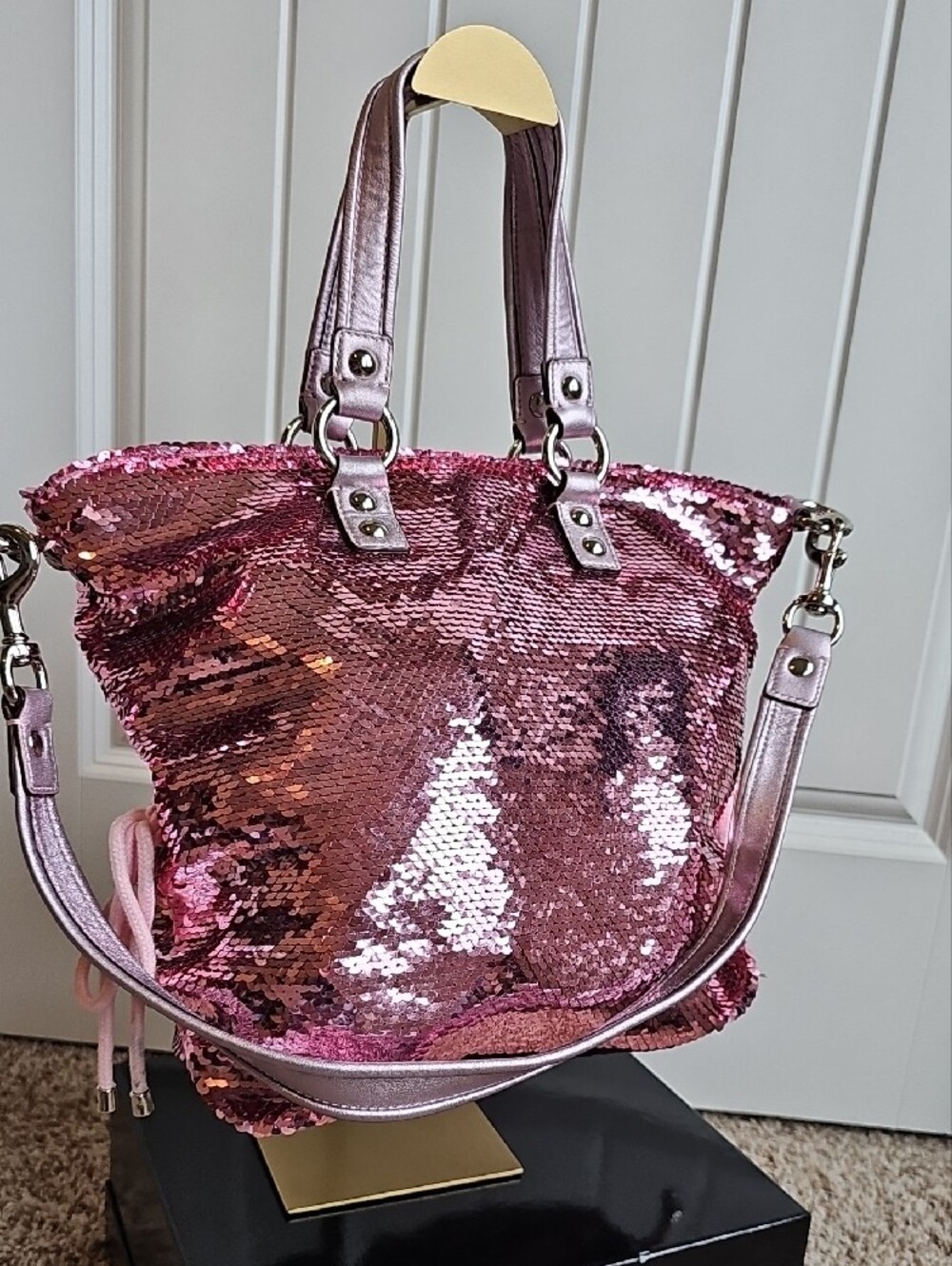 Coach Poppy Sequin Spotlight Pink Metallic Shoulder Bag Tote 13821 NWT - Picture 9 of 15